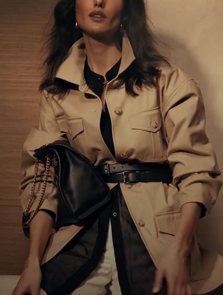 極美品☆ローレンラルフローレン☆コンパクトウォレット モスグリーンゴールド金具 LAUREN RALPH LAUREN カラーブロック レザー コンパクト