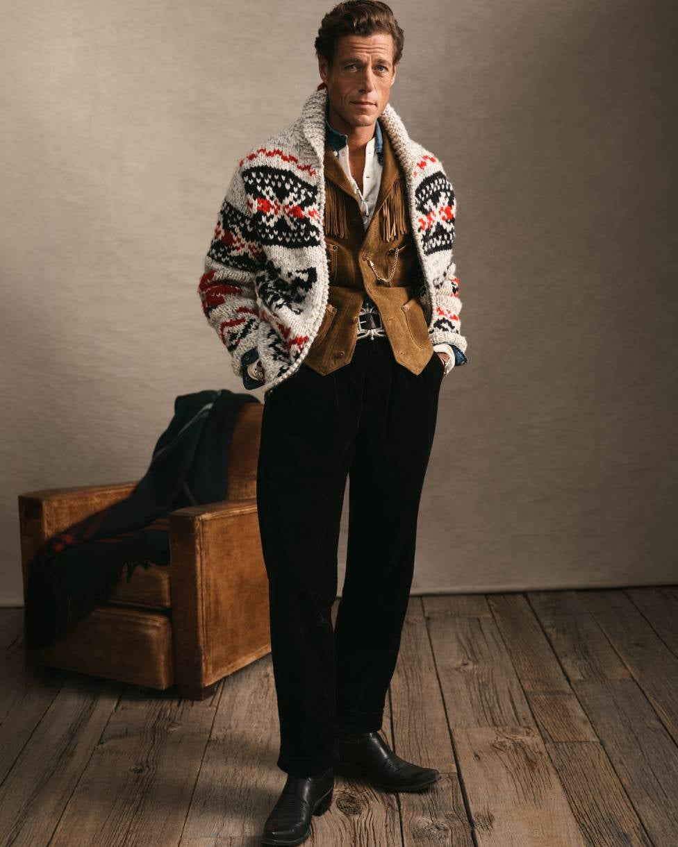 ポロバイラルフローレンノルディックアグリーセーターショールカラーカシミヤ混ニット Men's Polo Holiday